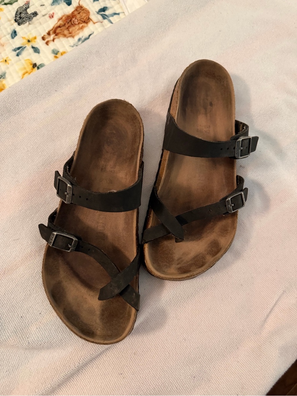 Birkenstock Black Leather Double-Buckle Crisscross Slide Sandals